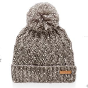 Bula Alps gray rustic pompom cuffed chunky beanie hat NWT
